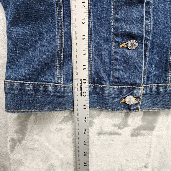 Levi's Vest Womens S Blue Brown Cow Hide Fringe Beaded Denim Sleeveless Western - Picture 10 of 10